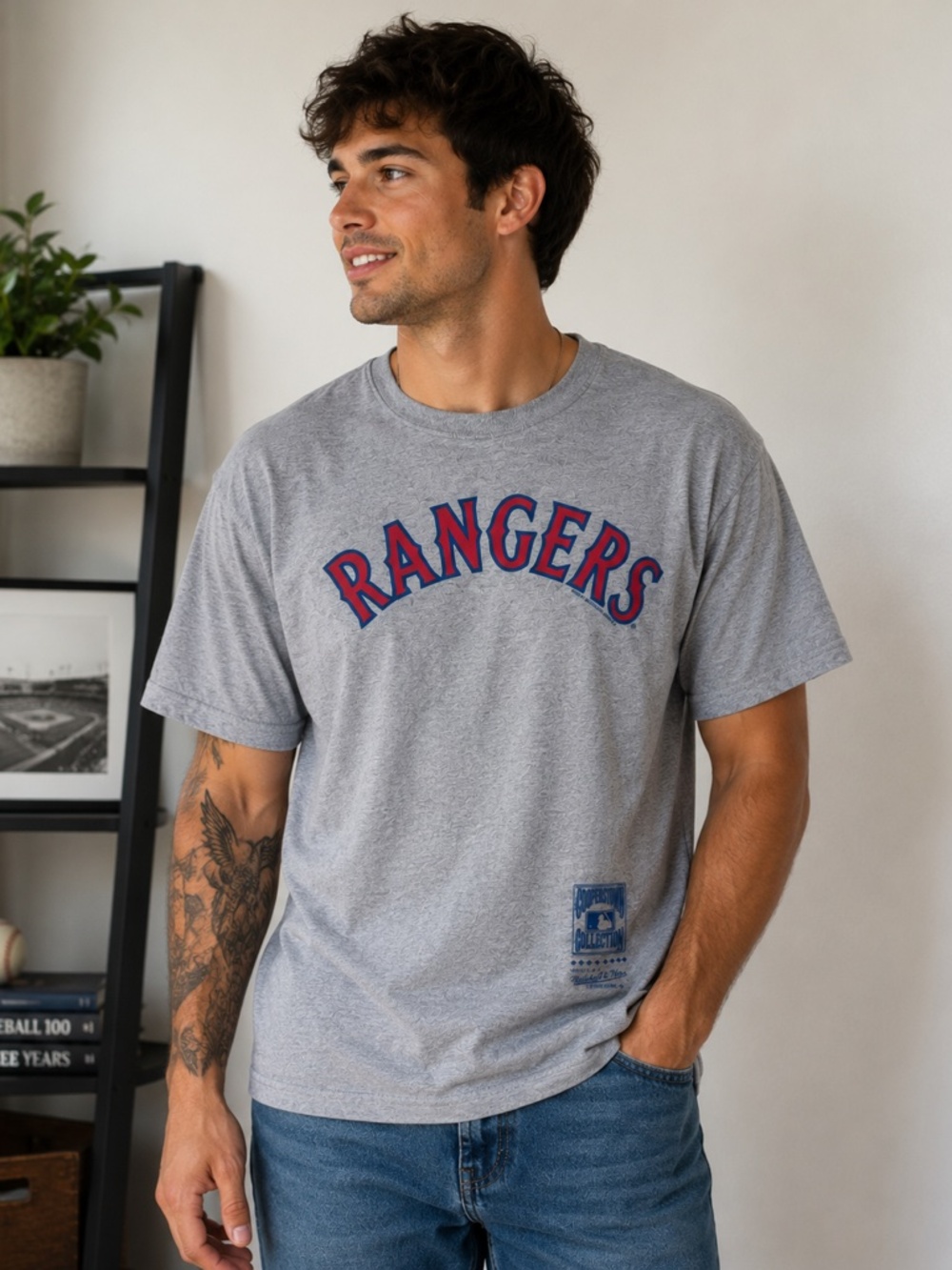 Mitchell & Ness Texas Rangers Cooperstown Collection Tee NWT Medium Gray